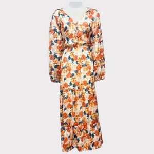 Anthropologie Greylin Elinda Tiered Floral Maxi Dress in Mustard, XS, NWT